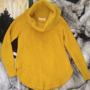 Anthropologie Cowl Neck Sweater Gold Mustard XS